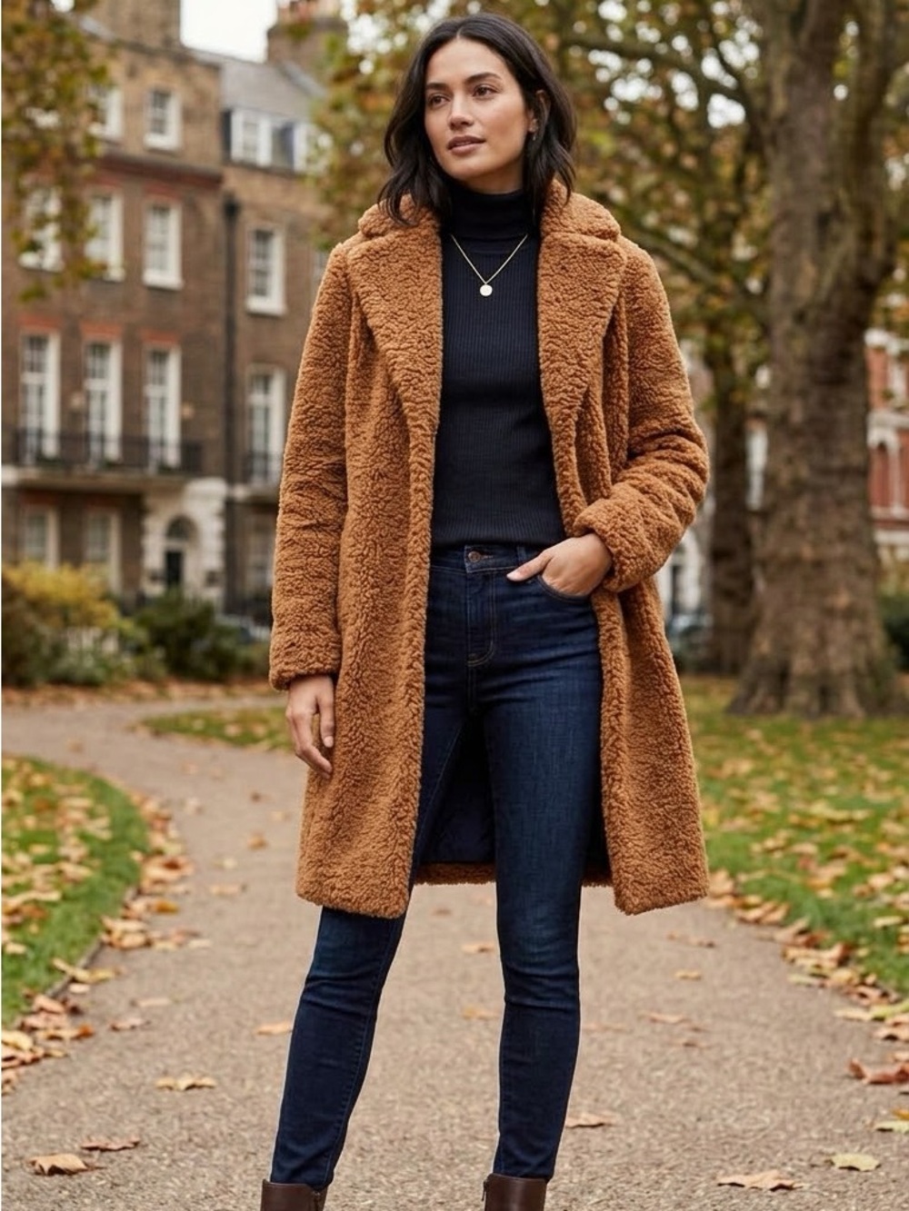J. Crew Camel Teddy Faux-Sherpa Long Coat